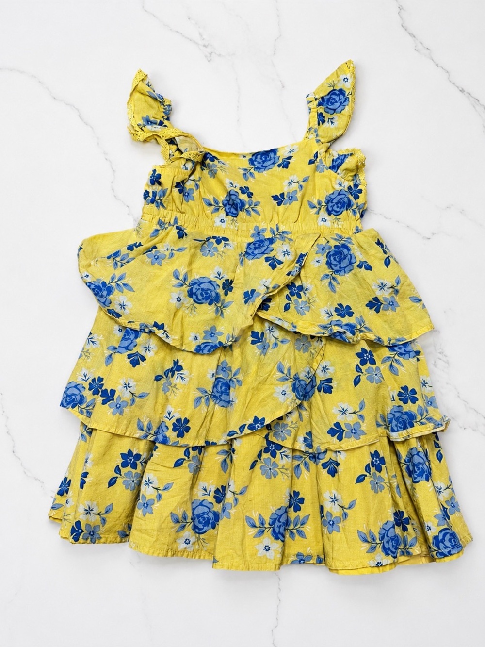Tommy Bahama Yellow Dress with Blue Floral Print